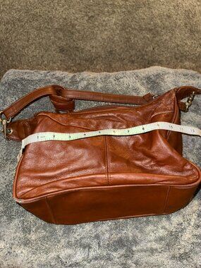Vintage Bruno Borelli Brown Leather Slouchy Shoulder Bag Multi Compartment